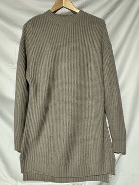 Tobi Taupe Crew Neck Long Knit Sweater dress fall winter layering